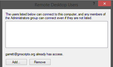 Remote Desktop Select Users